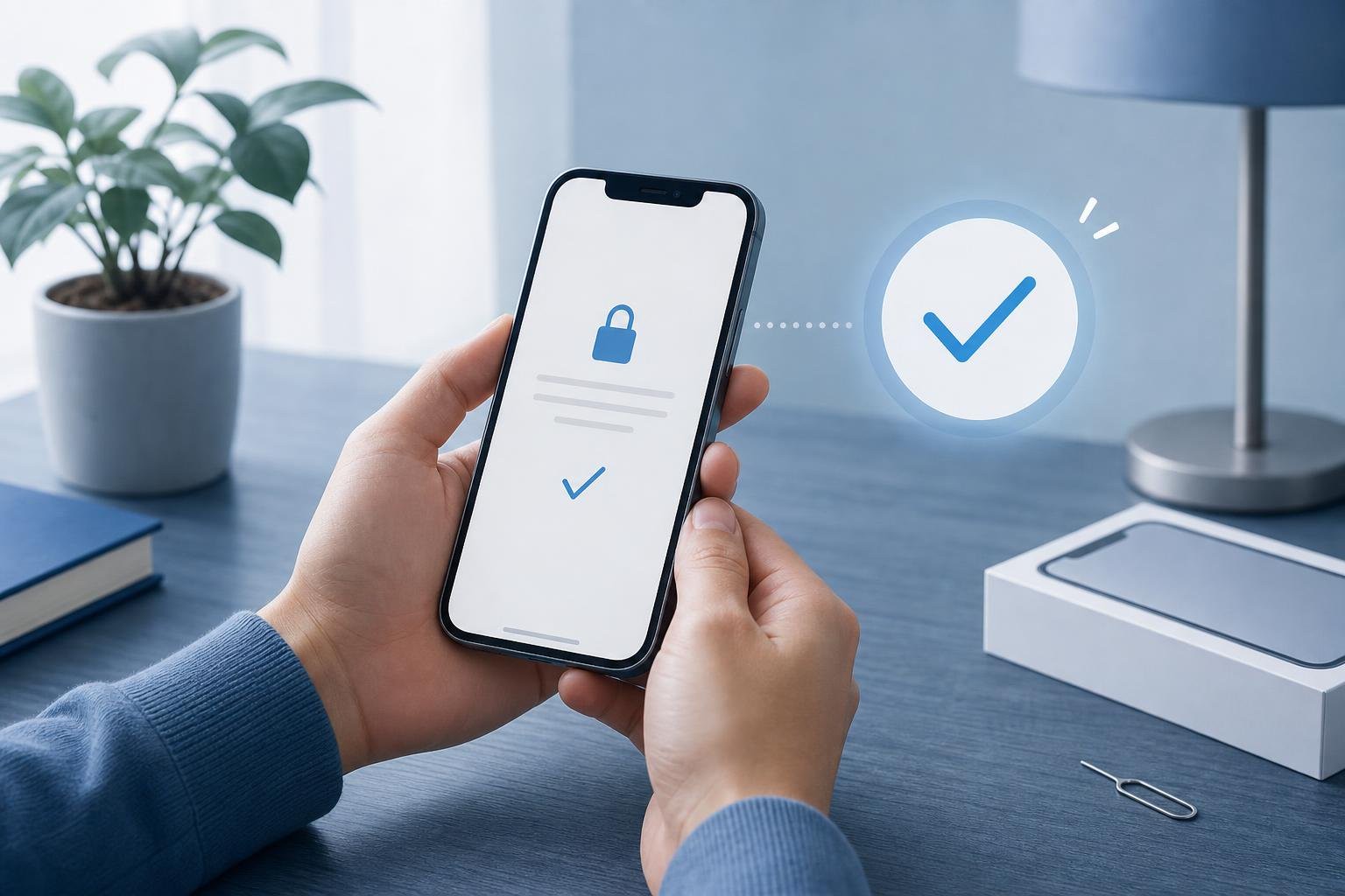 A user verifying Activation Lock status on a freshly reset iPhone screen