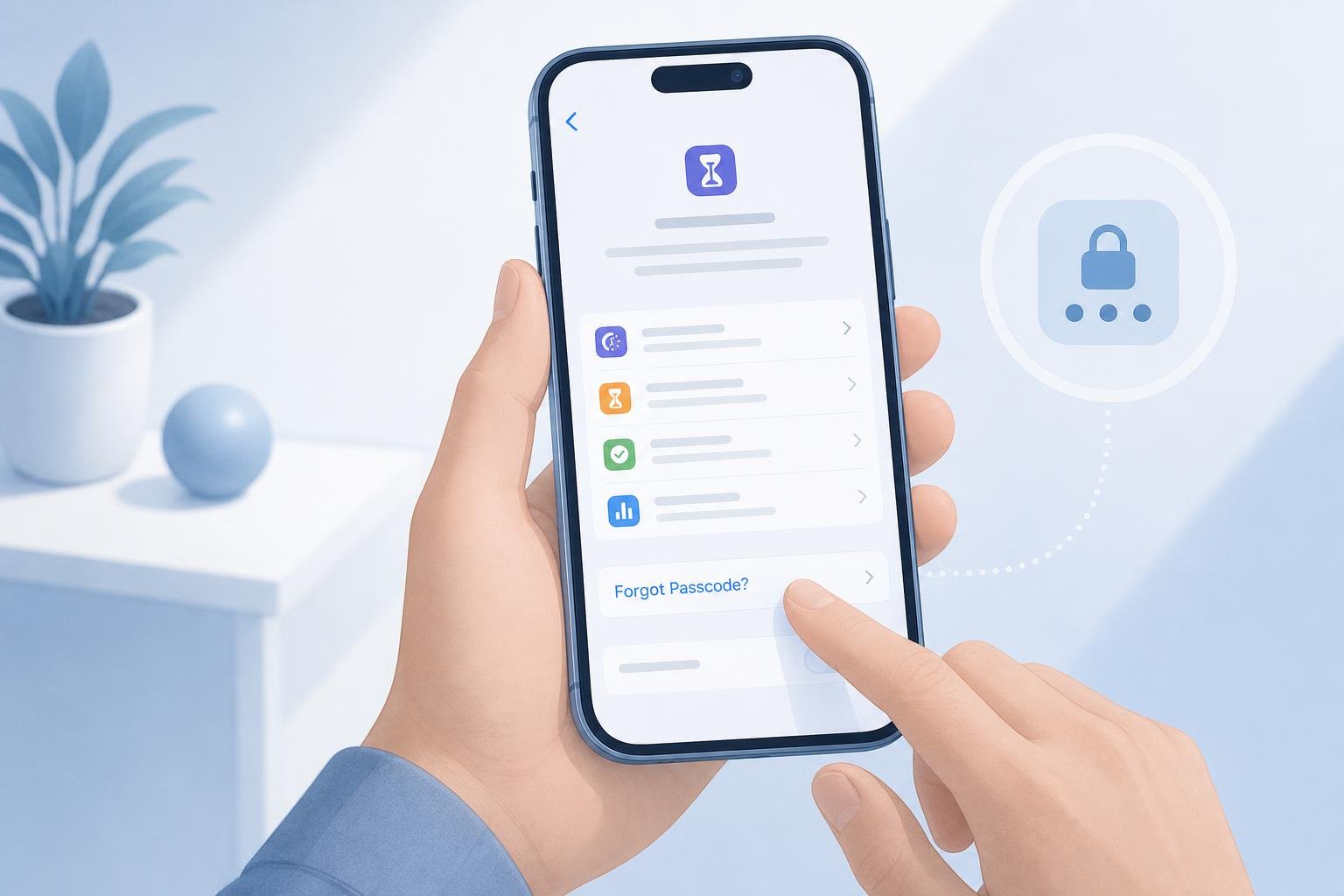 A person tapping the forgot passcode option in iPhone settings